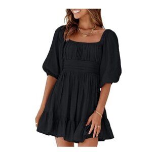 Women's Dokotoo Black Dress Lantern Sleeve Tie Backless 2X Whimsigoth Witchy